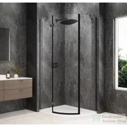   Sapho GLOBE GUN METAL íves zuhanykabin 900x800 mm, balos, transzparent üveg (GB2980LGM)