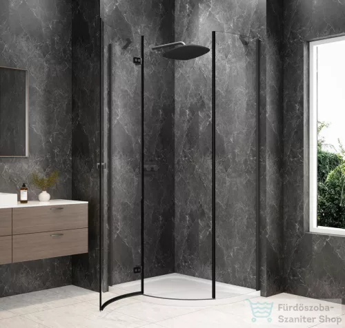 Sapho GLOBE GUN METAL íves zuhanykabin 900x800 mm, balos, transzparent üveg (GB2980LGM)