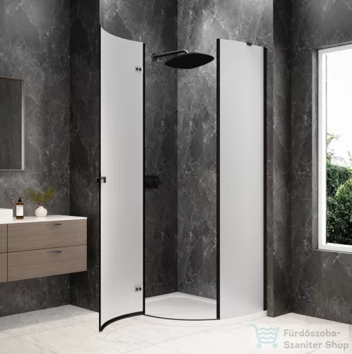 Sapho GLOBE BLACK íves zuhanykabin 900x800 mm, balos, matt üveg (GB2980MLB)