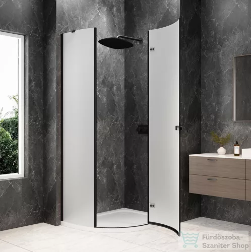Sapho GLOBE BLACK íves zuhanykabin 900x800 mm, jobbos, matt üveg (GB2980MRB)