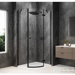   Sapho GLOBE BLACK íves zuhanykabin 900x800 mm, jobbos, transzparent üveg (GB2980RB)