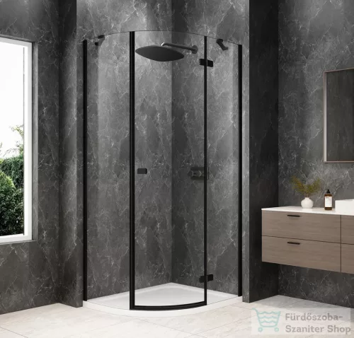 Sapho GLOBE BLACK íves zuhanykabin 900x800 mm, jobbos, transzparent üveg (GB2980RB)