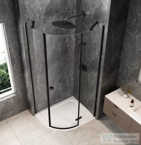 Sapho GLOBE BLACK íves zuhanykabin 900x800 mm, jobbos, transzparent üveg (GB2980RB)