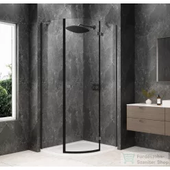   Sapho GLOBE GUN METAL íves zuhanykabin 900x800 mm, jobbos, transzparent üveg (GB2980RGM)