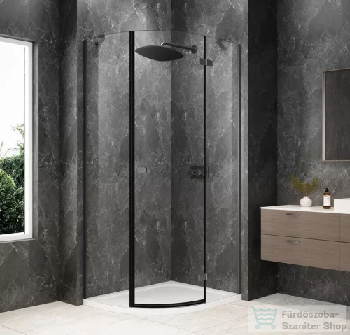 Sapho GLOBE GUN METAL íves zuhanykabin 900x800 mm, jobbos, transzparent üveg (GB2980RGM)