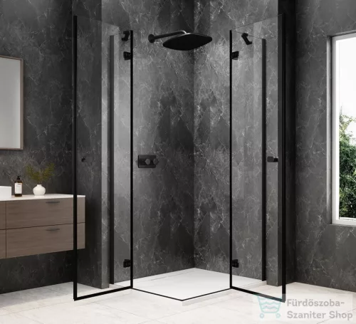 Sapho GLOBE BLACK sarokbelépős zuhanykabin, 1200x1000 mm, transzparent üveg (GB5200B)