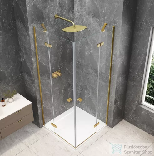 Sapho GLOBE GOLD MATT sarokbelépős zuhanykabin 900x900 mm, transzparent üveg (GB5990G)
