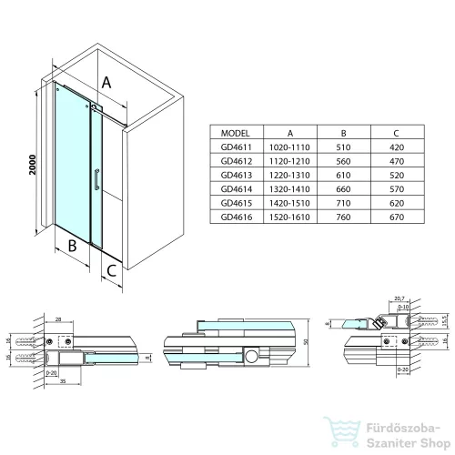Sapho GELCO Dragon toló ajtó+fix 120cm átlátszó üveg GD4612