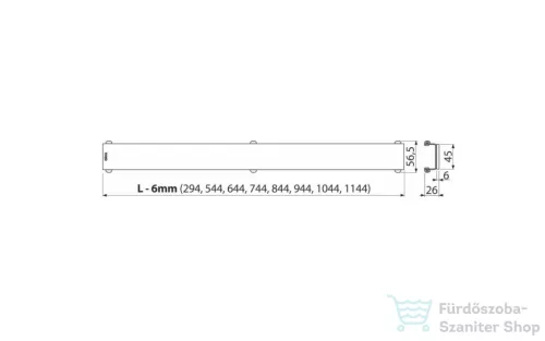 Alcaplast GLASS tömör rács zuhanyfolyókához, 550 mm,  üveg-fekete, GL1204-550