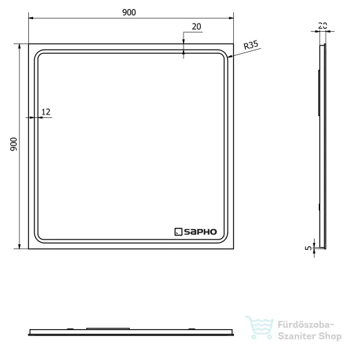 Sapho GEMINI II tükör LED világítással, 90x90cm (GM092)