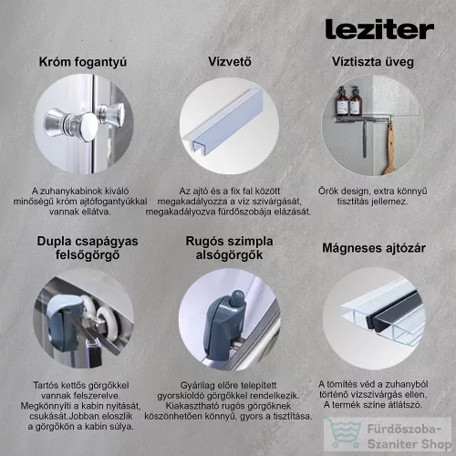 Leziter Mila hidromasszázs zuhanykabin, 90x90x215 cm GM128