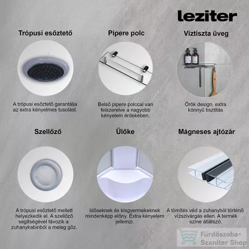Leziter Cora mélytálcás zuhanykabin balos beépítési oldallal GM2411