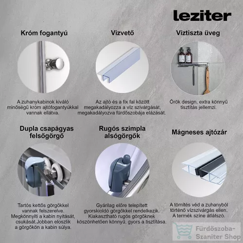 Leziter Lia hidromasszázs zuhanykabin jobbos beépítési oldallal GM6410