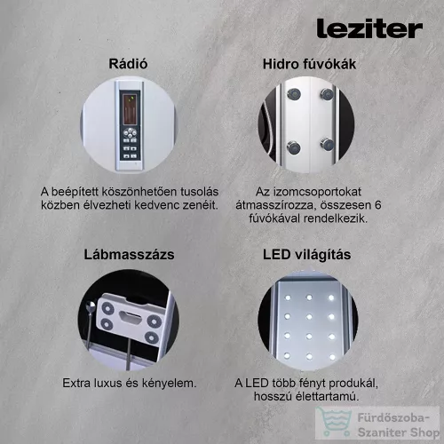 Leziter Lia hidromasszázs zuhanykabin jobbos beépítési oldallal GM6410