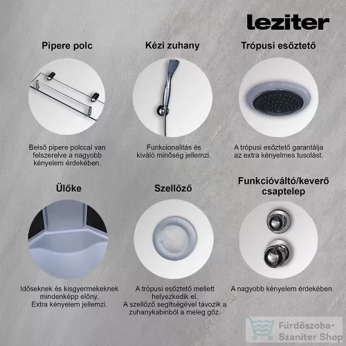 Leziter Lia hidromasszázs zuhanykabin balos beépítési oldallal GM6411