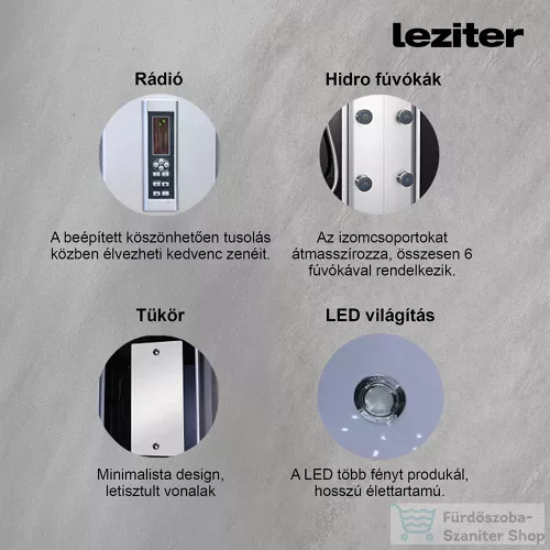 Leziter Aria hidromasszázs zuhanykabin balos beépítési oldallal, GM6415