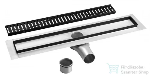 Sapho GELCO MANUS INOX padlóösszefolyó ONDA rosttal, 650x130x55mm, fekete (GMO12B)