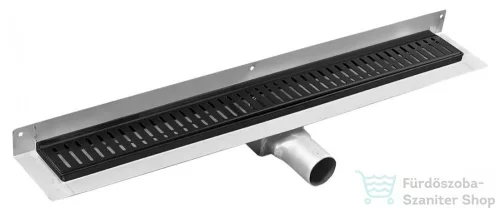 Sapho GELCO MANUS INOX padlóösszefolyó ONDA rosttal, fal éléhez, 850x112x55mm, fekete (GMO24B)
