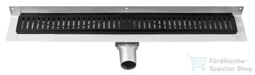 Sapho GELCO MANUS INOX padlóösszefolyó ONDA rosttal, fal éléhez, 850x112x55mm, fekete (GMO24B)