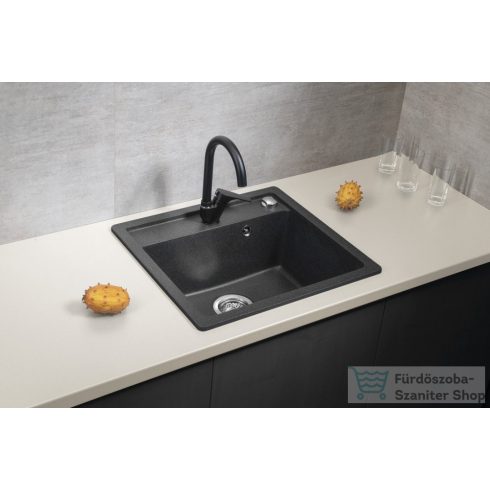 Sapho Gránit mosogató, egymedencés, 59,5x50cm, fekete (GR5950)