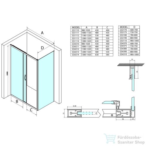 Sapho GELCO SIGMA SIMPLY tolóajtó, 1000mm, transzparent üveg (GS1110)