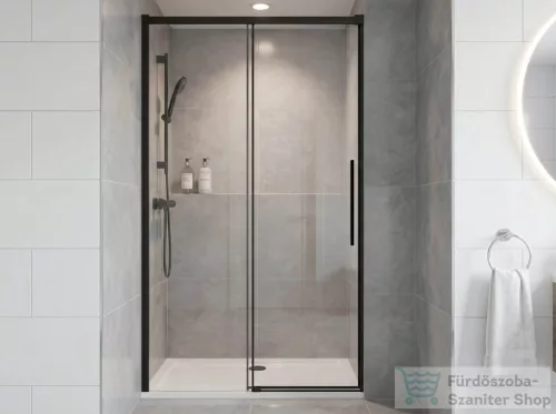 Sapho GELCO LUXOR BLACK tolóajtó két fal közé, 1000mm, transzparent üveg, matt fekete profil (GU1210B)