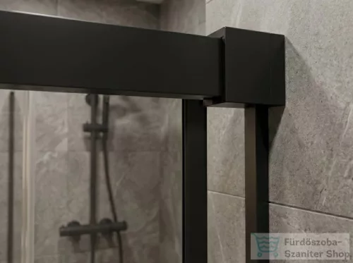 Sapho GELCO LUXOR BLACK tolóajtó két fal közé, 1000mm, transzparent üveg, matt fekete profil (GU1210B)