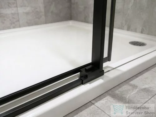 Sapho GELCO LUXOR BLACK tolóajtó két fal közé, 1000mm, transzparent üveg, matt fekete profil (GU1210B)