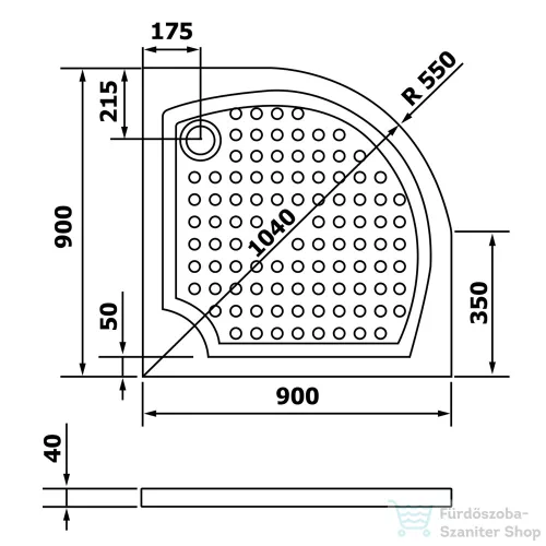 Sapho GELCO VIVA zuhanytálca, R55, 90x90 cm GV559