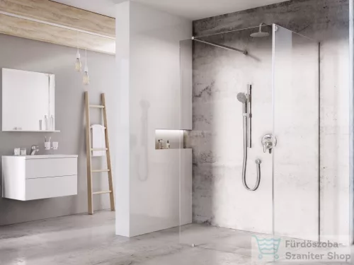Ravak Walk-In Corner 110x80 cm-es zuhanyfal 120 cm-es merevítővel,króm/transparent GW1CD4C0SZ1