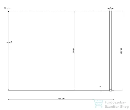 Ravak Walk-In Corner 110x80 cm-es zuhanyfal 120 cm-es merevítővel,króm/transparent GW1CD4C0SZ1