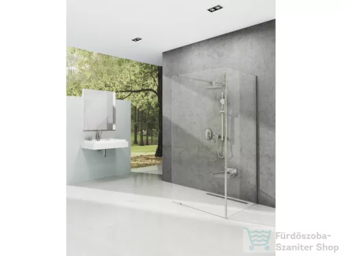 Ravak Walk-In Corner 110x80 cm-es zuhanyfal 120 cm-es merevítővel,króm/transparent GW1CD4C0SZ1