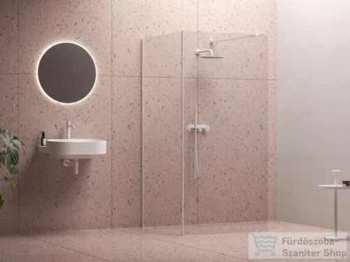 Ravak Walk-In Corner 120x90 cm-es zuhanyfal 120 cm-es merevítővel,fehér/transparent GW1CG7E0SZ1