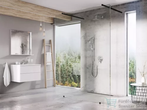 Ravak Walk-In Free 120 cm-es zuhanyfal 2 db 120 cm-es merevítővel,fekete/transparent GW9FG030SZ1