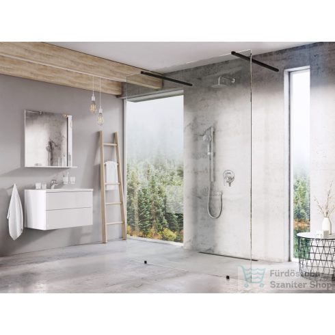 Ravak Walk-In Free 150 cm-es zuhanyfal 2 db 120 cm-es merevítővel,fekete/transparent GW9FP0C00Z1SET120B