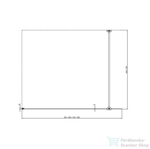 Ravak WALK-IN AIR WALL 90, fekete+transparent GW9W70300Z1C
