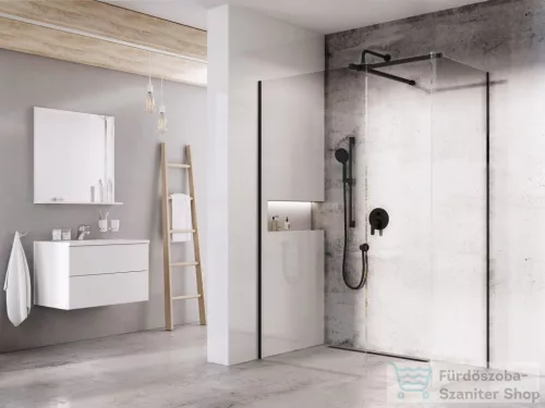 Ravak Walk-In Double Wall 160-210x80 cm-es zuhanyfal 120 cm-es merevítővel,fekete/transparent GW9WA0300Z1SET10080