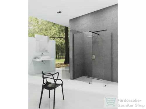 Ravak Walk-In Double Wall 160-210x80 cm-es zuhanyfal 120 cm-es merevítővel,fekete/transparent GW9WA0300Z1SET10080