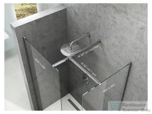 Ravak Walk-In Double Wall 160-210x80 cm-es zuhanyfal 120 cm-es merevítővel,króm/transparent GW9WA0C00Z1SET10080