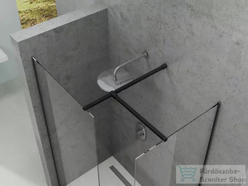 Ravak Walk-In Double Wall 180-230x150 cm-es zuhanyfal 120 cm-es merevítővel,fekete/transparent GW9WG0300Z1SET120150