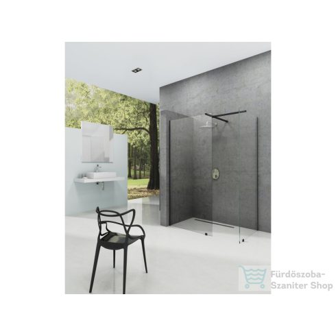 Ravak Walk-In Double Wall 190-240x80 cm-es zuhanyfal 120 cm-es merevítővel,fekete/transparent GW9WJ0300Z1SET13080