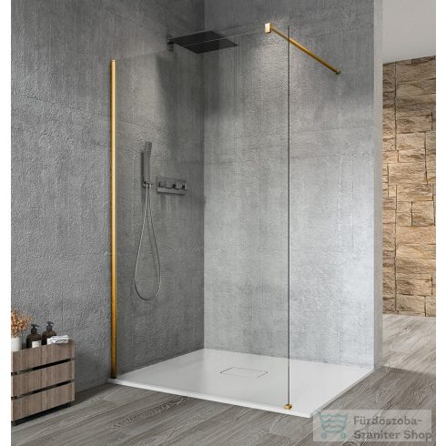 Sapho GELCO VARIO GOLD MATT Fix zuhanyfal, fali profillal, merőleges merevítő nélkül, transzparent üveg, 1000mm (GX1210-01)
