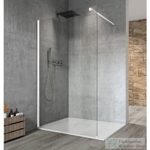 Sapho GELCO VARIO WHITE Fix zuhanyfal, fali profillal, merőleges merevítő nélkül, transzparent üveg, 1100mm (GX1211GX1015)