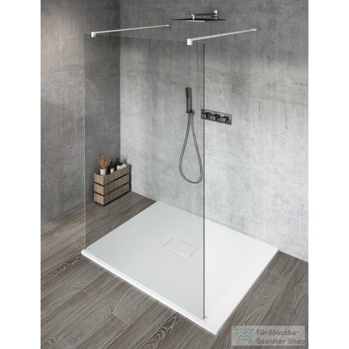 Sapho GELCO VARIO WHITE Szabadon álló zuhanyfal merőleges merevítőkkel, transzparent üveg, 1100mm (GX1211GX2215)