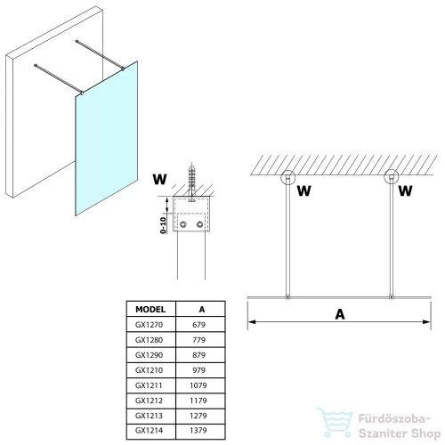 Sapho GELCO VARIO Walk-In zuhanyfal, 700x2000mm, transzparent CSAK ÜVEG PROFIL NÉLKÜL! (GX1270)