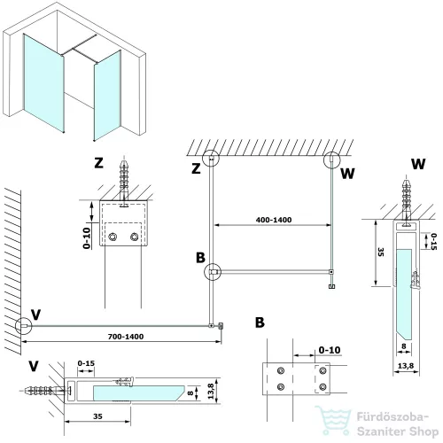 Sapho GELCO VARIO Walk-In zuhanyfal, 1200x2000mm, sötétített CSAK ÜVEG PROFIL NÉLKÜL! (GX1312)