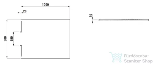 Laufen NIA zuhanytálca 100x90 cm, Marbond kompozit anyagból, lefolyó a falon belül, Fehér H2100360000001