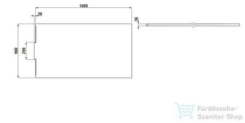 Laufen NIA zuhanytálca 160x90 cm, Marbond kompozit anyagból, lefolyó a falon belül, Fehér H2100390000001