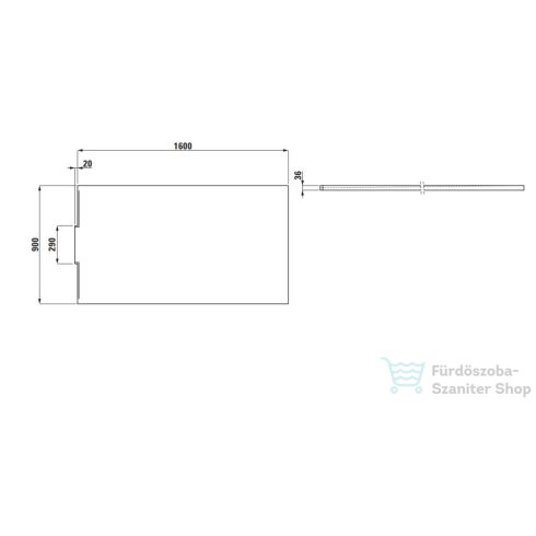 Laufen NIA zuhanytálca 160x90 cm, Marbond kompozit anyagból, lefolyó a falon belül, matt kávé H2100391290001
