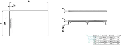 Laufen Pro S 120x90 cm-es szögletes zuhanytálca Marbond kompozit anyagból, matt kávé H2101871290001